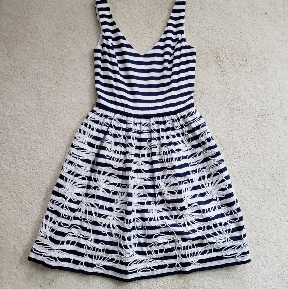 Lilly Pulitzer Roswell Navy/White Striped Dress sz00